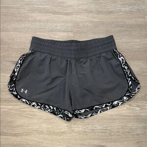 Under Armour Black and Gray Athletic Shorts with Geometric Trim